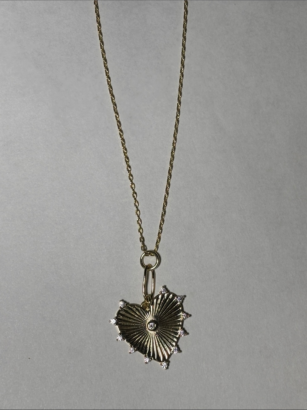 Radiant Gold Heart Sunburst Pendant Necklace